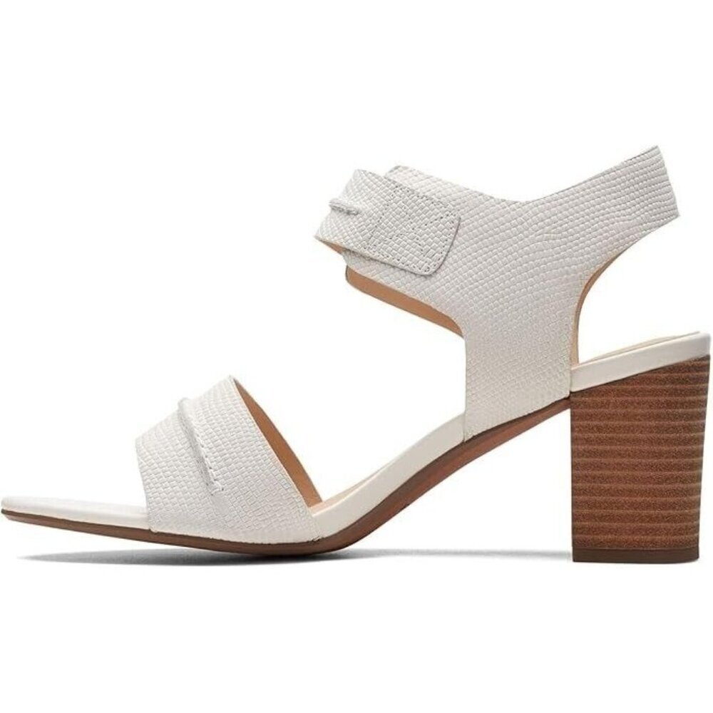 Clarks Karsea Hi Seam Slingback Sandals Women's Size 11 Off White Block Heel